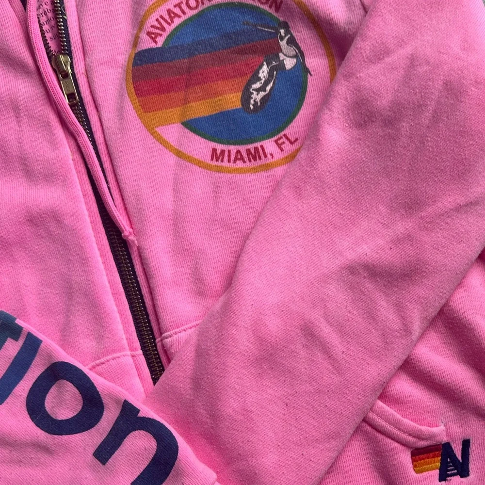 AVIATOR NATION Pink XS Zip-Up Jacket Hoodie - Picture 3 of 4
